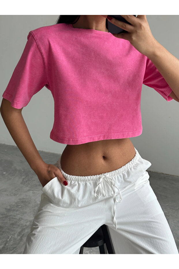 Washable Padded Crop Basic - Pink - 2
