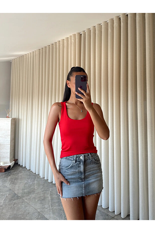 Basic Tulumlu Atlet - Kırmızı - 4