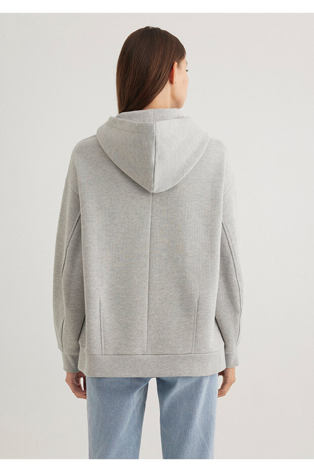 Kapüşonlu Gri Basic Sweatshirt 1S10186-83096 - 5