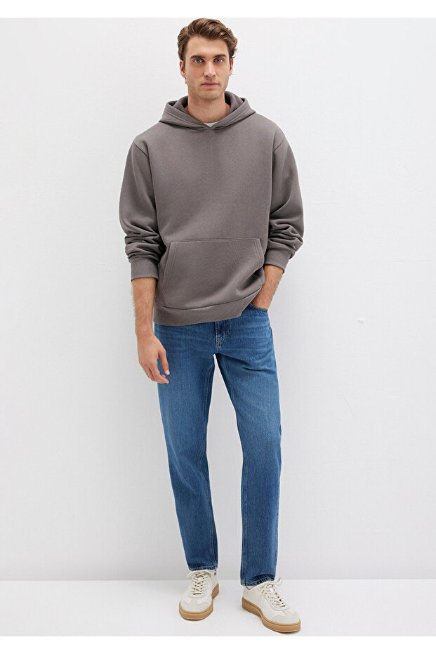 Kapüşonlu Antrasit Basic Sweatshirt 0S10275-70096 - 2
