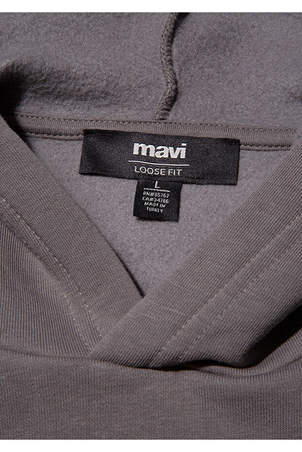 Kapüşonlu Antrasit Basic Sweatshirt 0S10275-70096 - 6