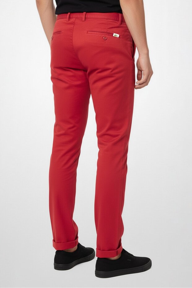 Men Slim Fit Solid Chino Pants, Maroon - 4