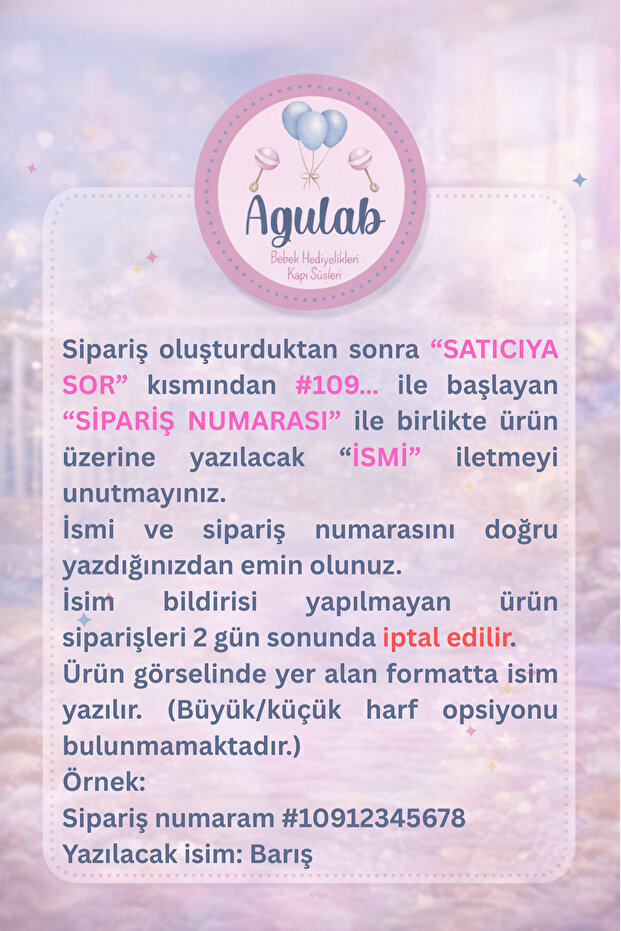 Bulut Temalı İsimli Işıklı Kapı Süsü - 5