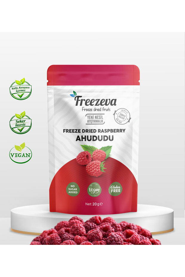 Freezeva Dondurularak Kurutulmuş Ahududu 20 gr - Freeze Dried Ahududu Kuru Meyve Cipsi