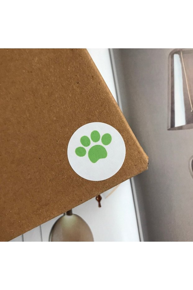 Green Paw Sticker Cat Dog Paw Print White Background Round Matte Sticker Green 3 cm - 180 Pieces
