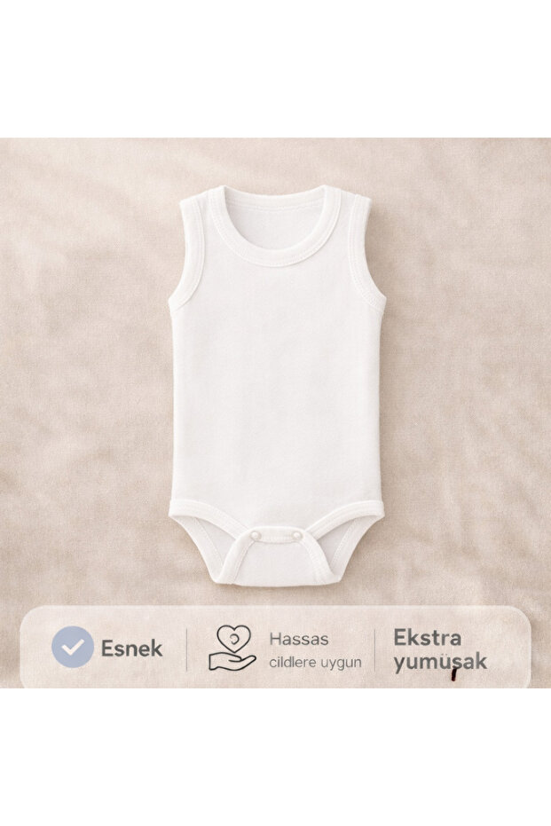 Baby Athlete Bodysuit with Snap Fasteners White 100% Cotton - White Baby Bodysuit