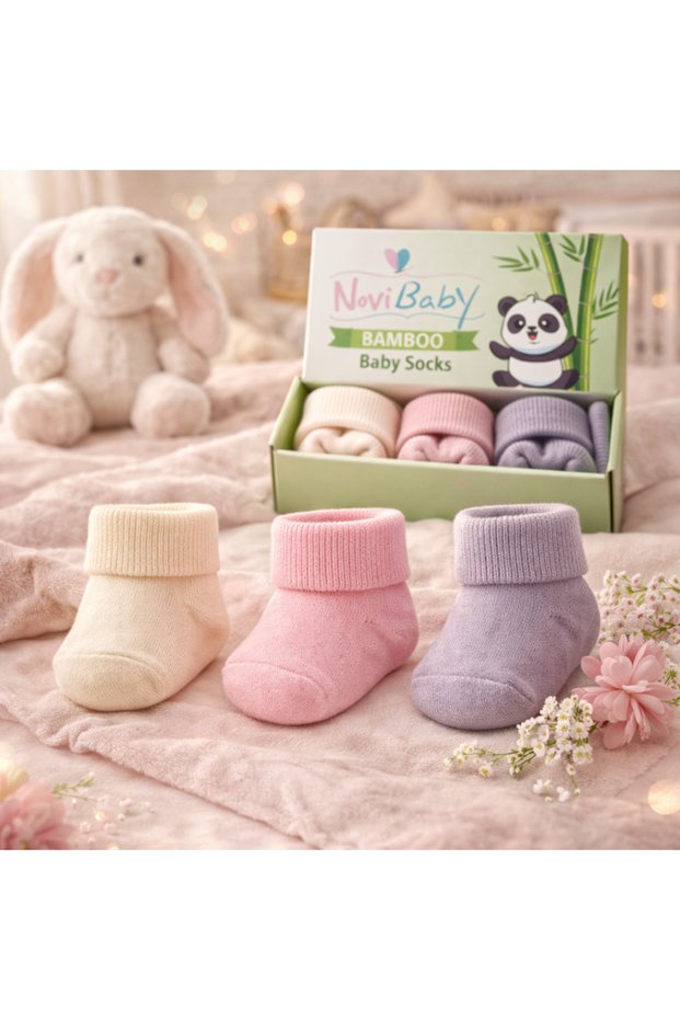 3 Pack Bamboo Newborn Baby Socks I Sweet I Baby Girl Boy Socks