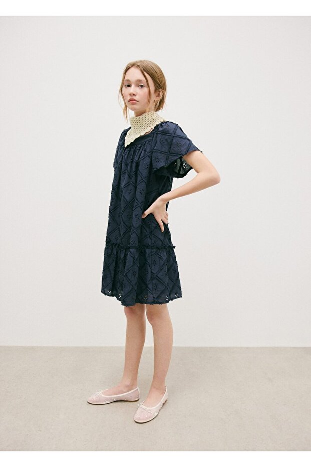 İşlemeli kısa elbise - 1