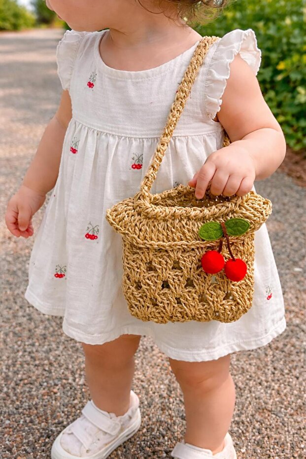 Handmade Baby Straw Cherry Bag (0-36 Months)