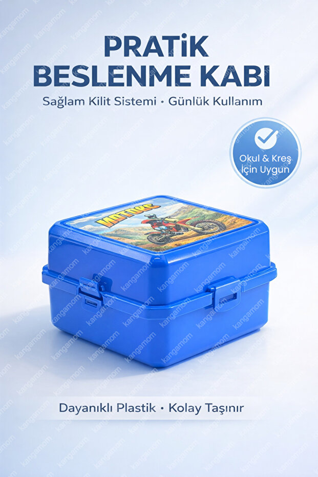 4 Compartment Lunch Box - Practical School Lunch Container with Spoon and Fork Set