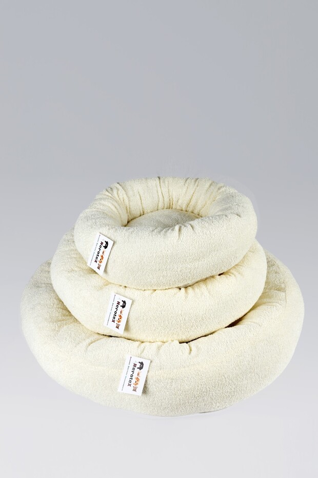 Pufy Kedi Köpek Simit Yatağı Beyaz 80x80 Cm - 3