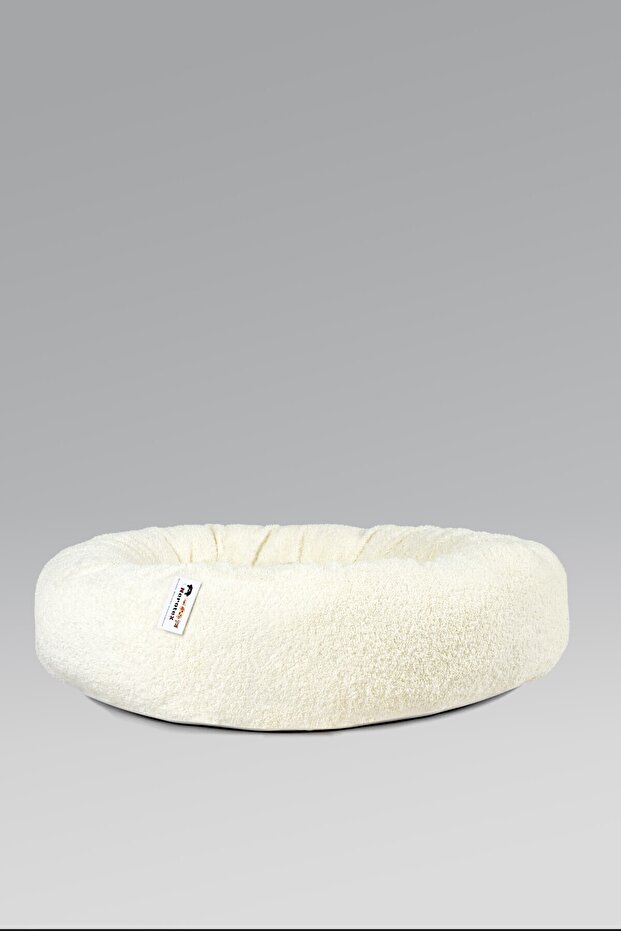 Pufy Kedi Köpek Simit Yatağı Beyaz 80x80 Cm - 2