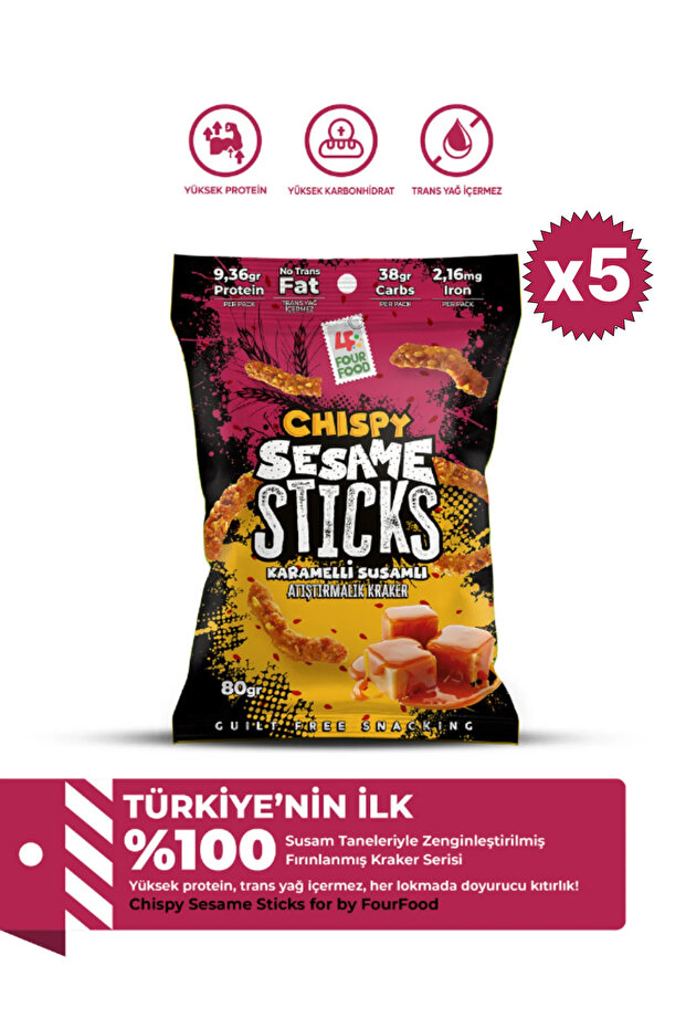 CHİSPY Karamelli Susamlı Atıştırmalık Kraker 80g