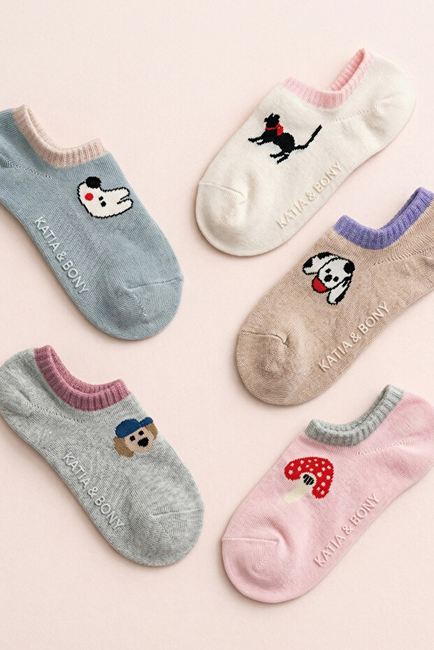 جوارب منقوشة للأطفال مكونة من 5 قطع متعددة الألوان - 2