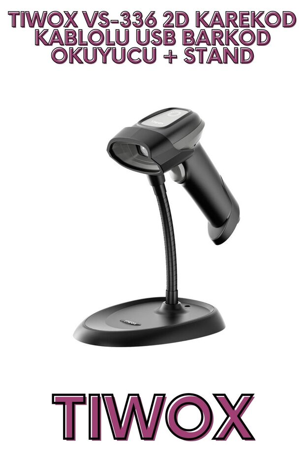 VS-336 2D QR CODE WIRED USB BARCODE READER + STAND - 2