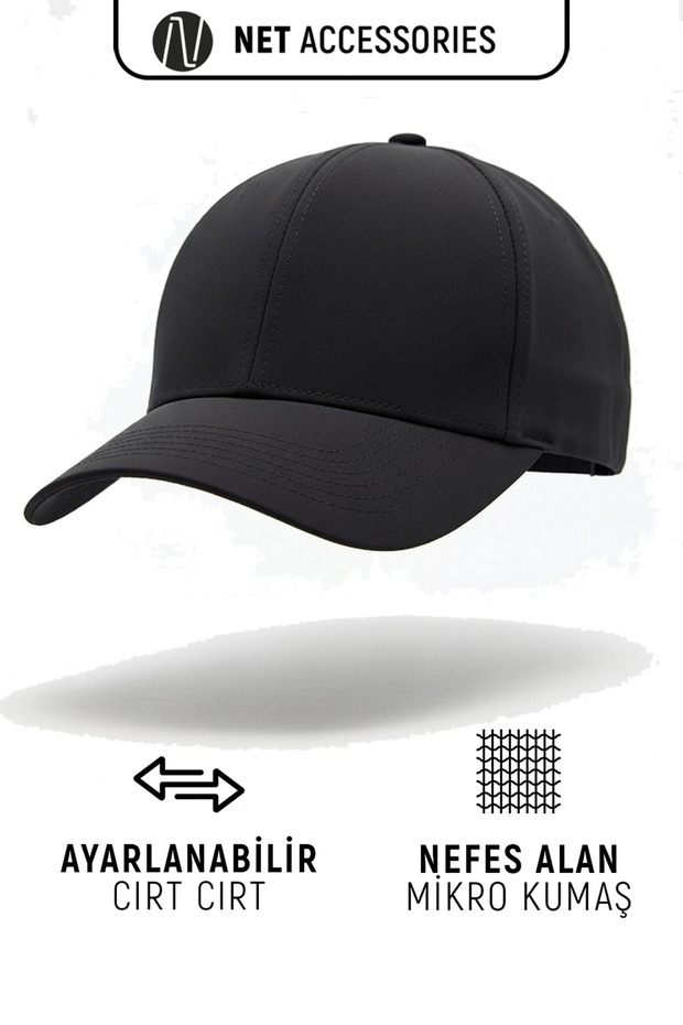 Black Micro Sports Hat Adjustable Velcro Cap Unisex