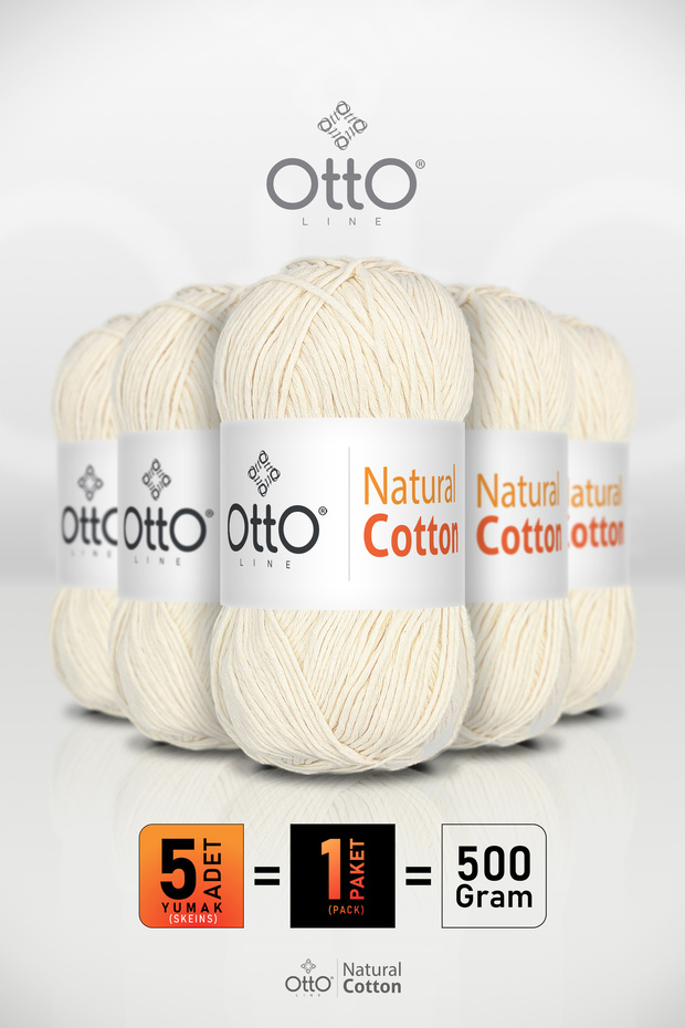 Otto Natural Cotton - Krem (6015) - 5'li Paket - 2mm/100gr/200m - Pamuklu Punch Amigurumi Makrome İpi