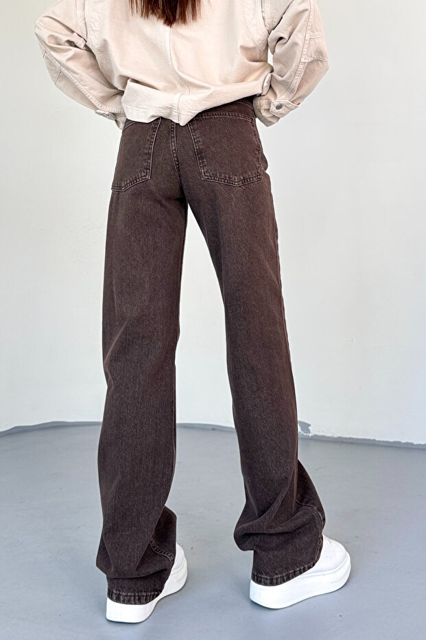 JEAN-488 Acı Kahve Yıkamalı Basic Mom Jean - 7