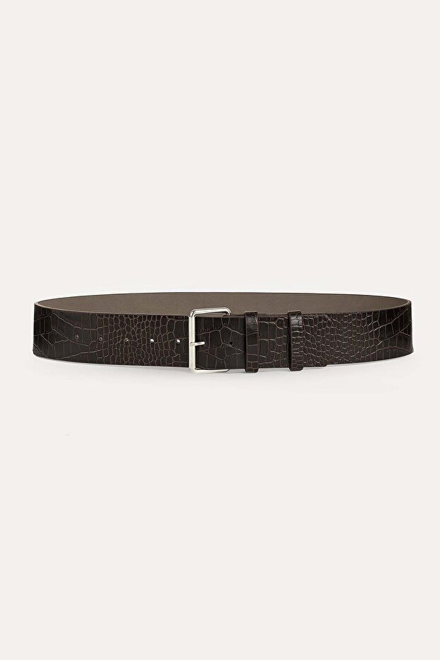 Crocodile Patterned Leather Belt