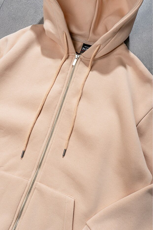 Stone Basic Oversize Men's Jacket Hoodie - 2