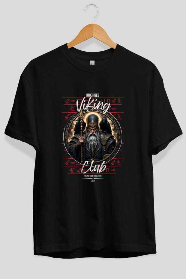 Odin 1 Front Printed Black Oversize T-Shirt Men Women Cotton Crew Neck T-Shirt