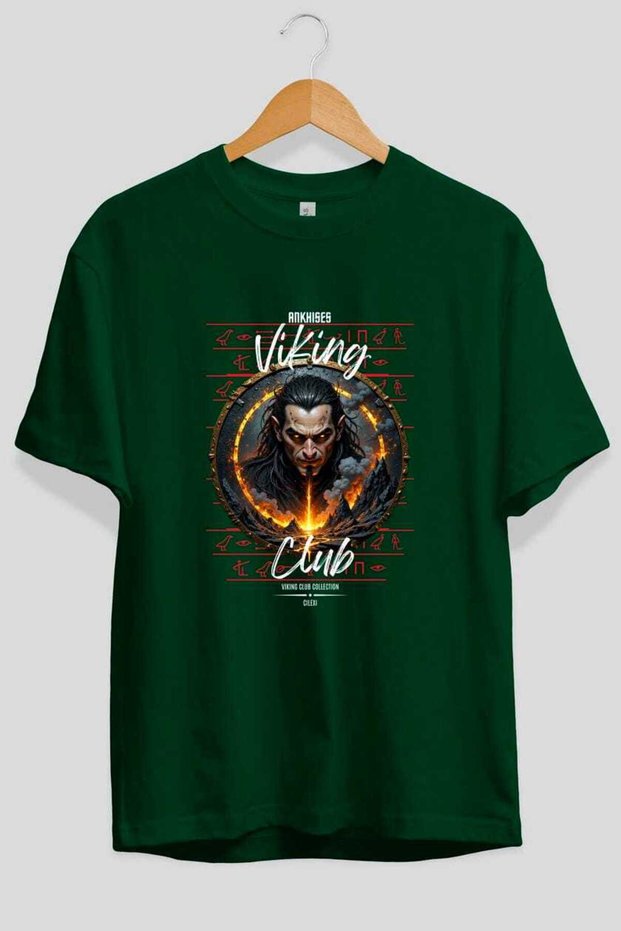 Loke 2 Front Printed Green Oversize T-Shirt Men's Women's Cotton Crew Neck T-Shirt