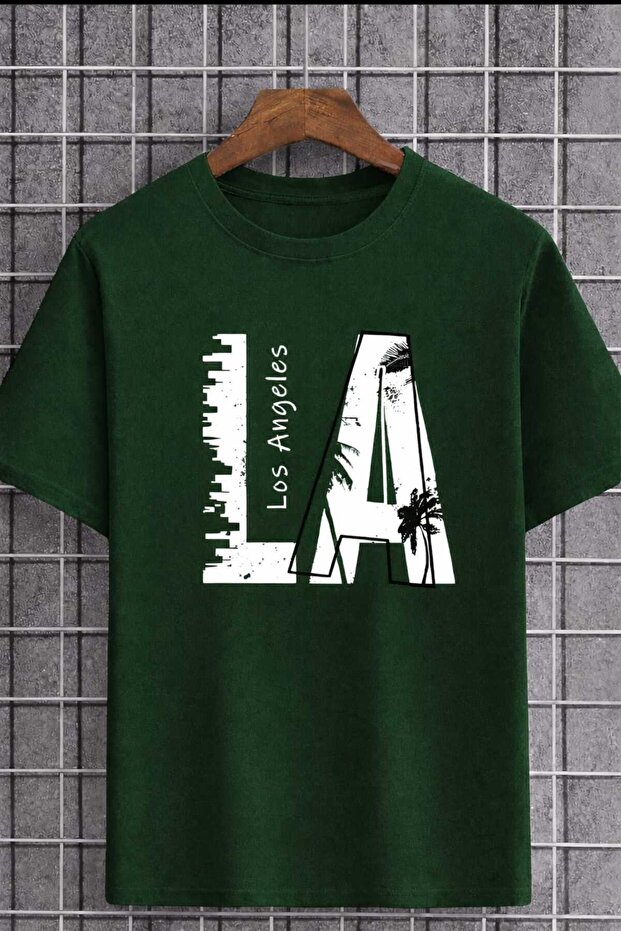 La Printed Unisex Green T-Shirt