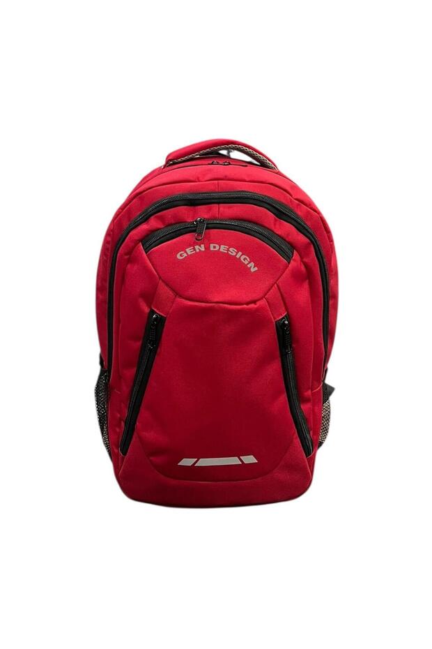 حقيبة ظهر حمراء متعددة الجيوب، حقيبة مدرسية - 3