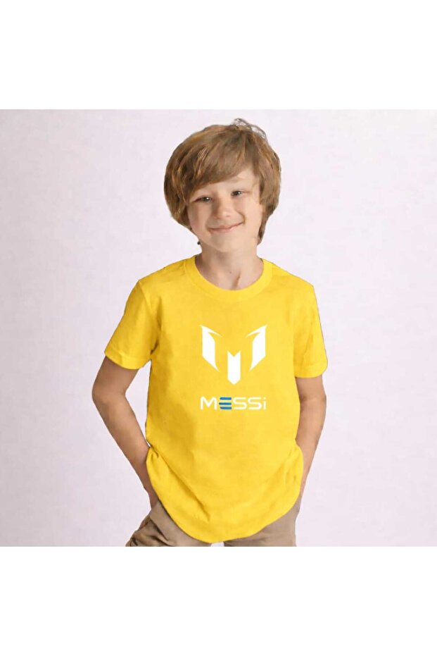 Messi Printed Yellow Kids T-Shirt