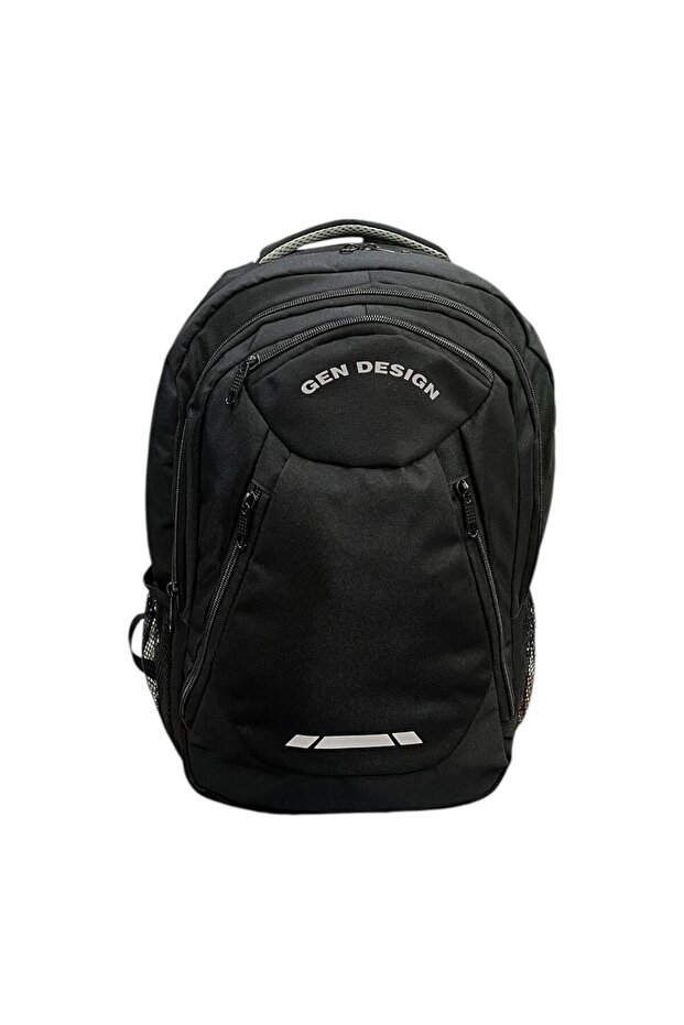 Black Multi-Pocket Backpack, School Bag - 3