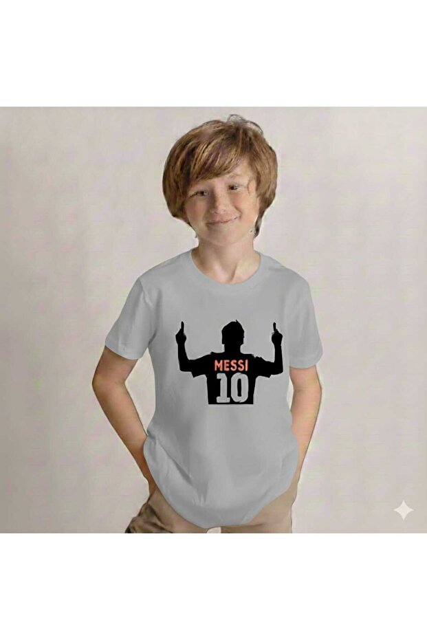 Messi Printed Gray Kids T-Shirt