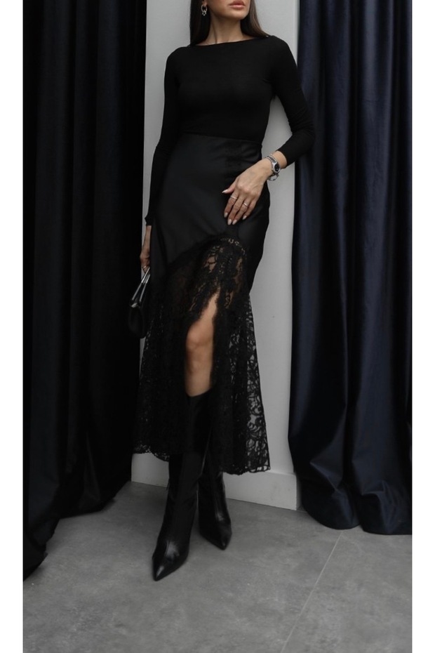 Yarım dantelli etek - 3