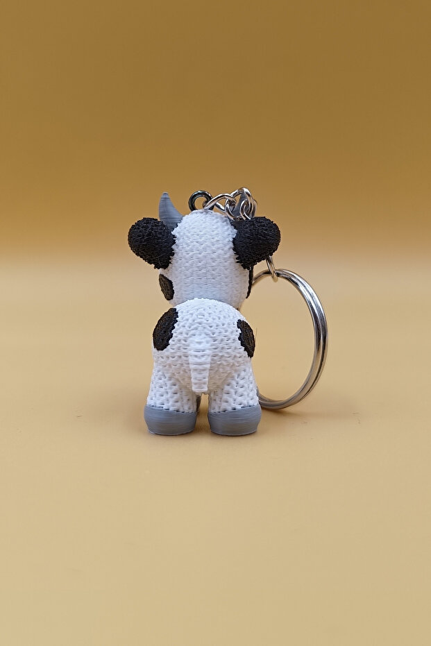 Knitted Patterned Cow Keychain (Plastic) - 4