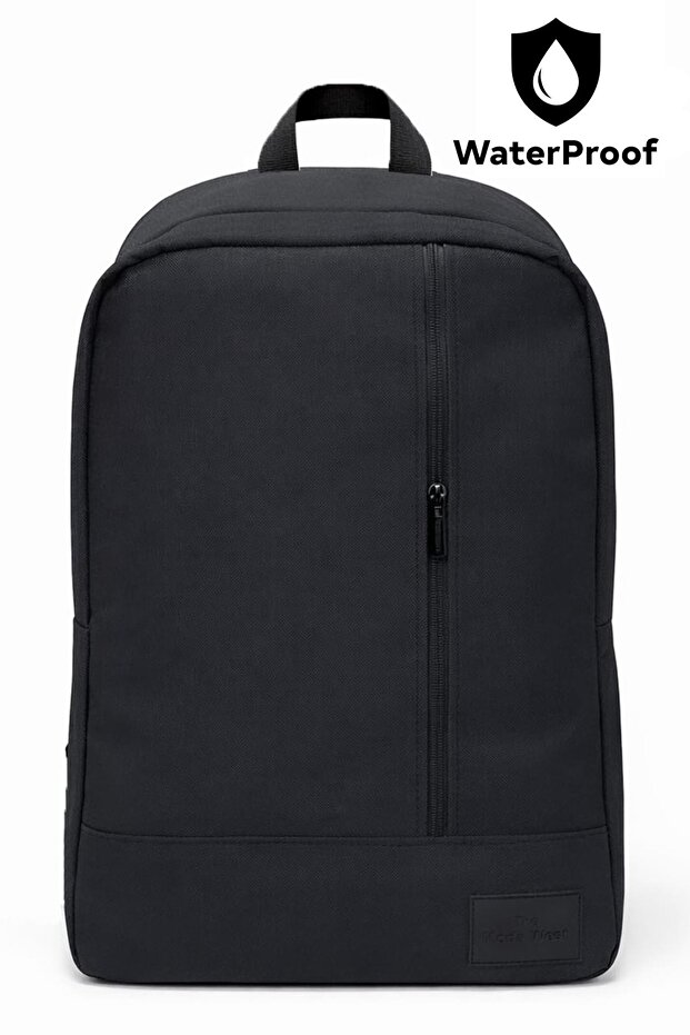 Waterproof 15.6 Inch Compatible Black Bag with Zipper and Fabric Detail Backpack