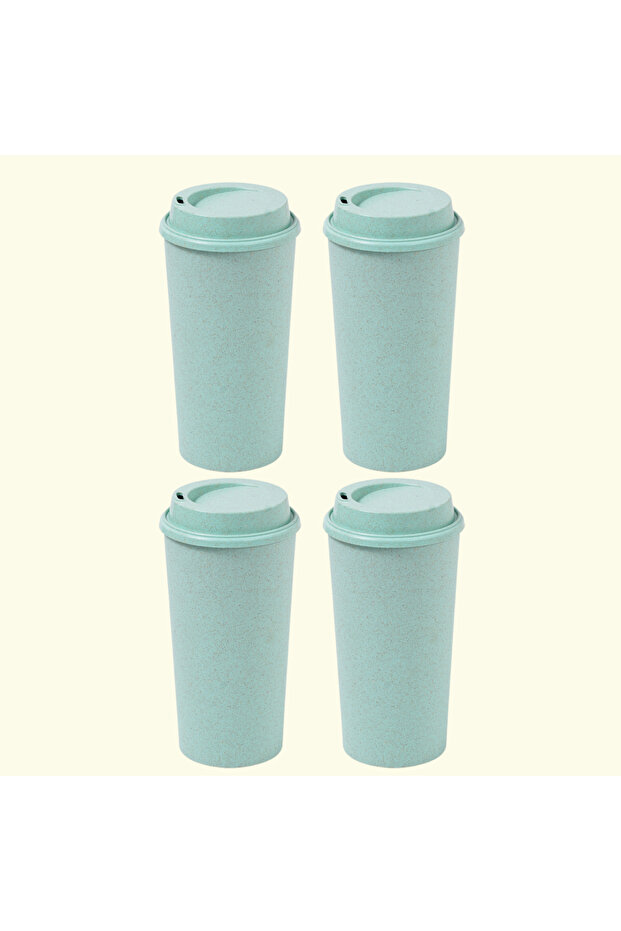 Earth Friendly Sipper Mug with Lid | Made with Rice Husk | Microwave Safe | 475 ml | Set of 4