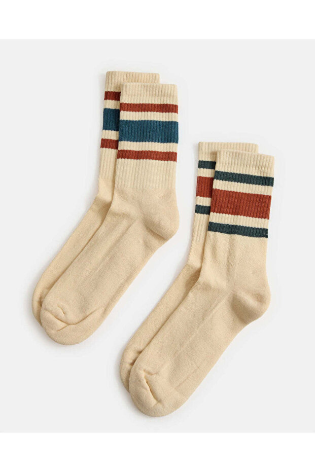 Men Beige Ankle Length Socks (2 Pairs)