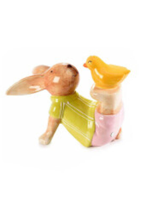 Multicolored ceramic Easter Bunny figurine 16.5x9.5x12 cm - 5