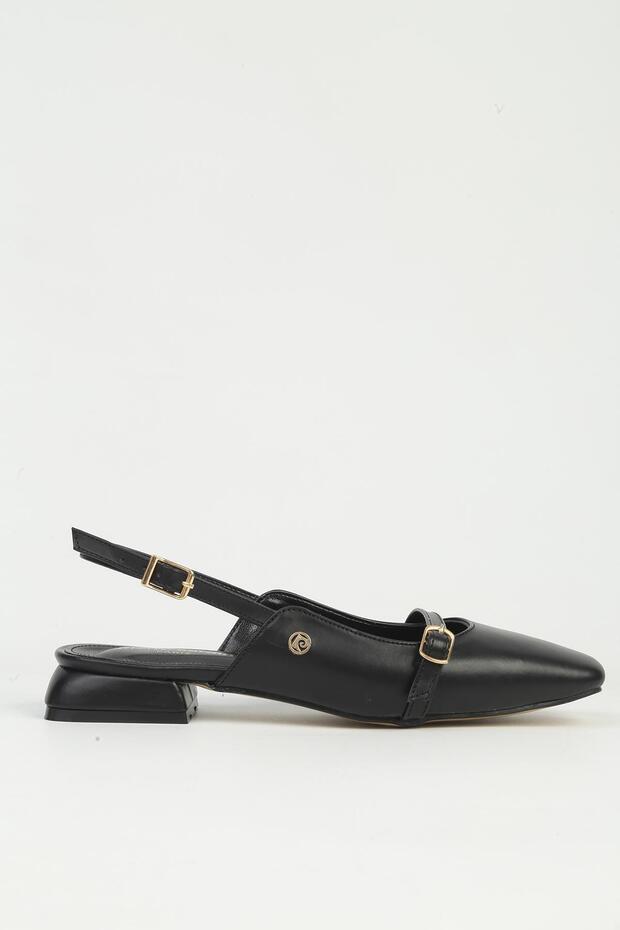 Women's Black Leather Ballerinas Pc-55791