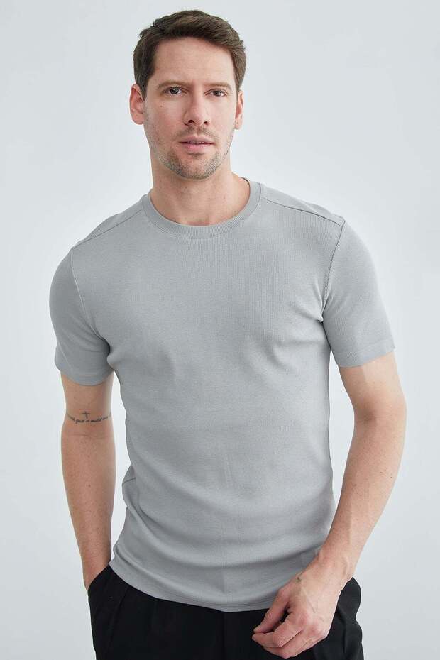 Basic Fitilli Bisiklet Yaka Tişört - 1