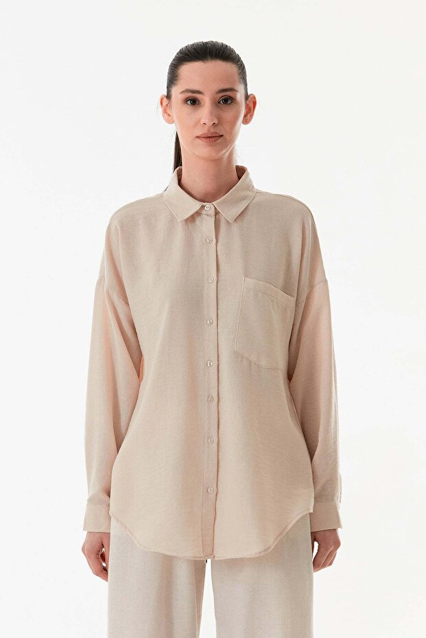 Basic Tek Cepli Oversize Gömlek - 8