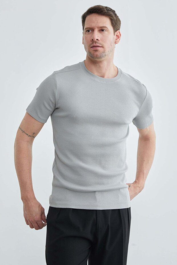 Basic Fitilli Bisiklet Yaka Tişört - 6