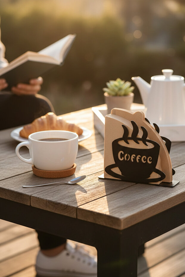 Napkin Holder Coffee Themed Decorative Desktop Napkin Holder Stand 18 cm