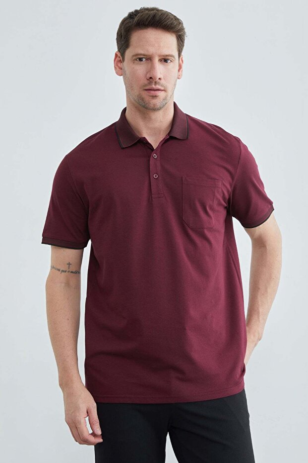 Buttoned Single Pocket Polo Collar T-Shirt