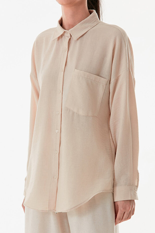 Basic Tek Cepli Oversize Gömlek - 7