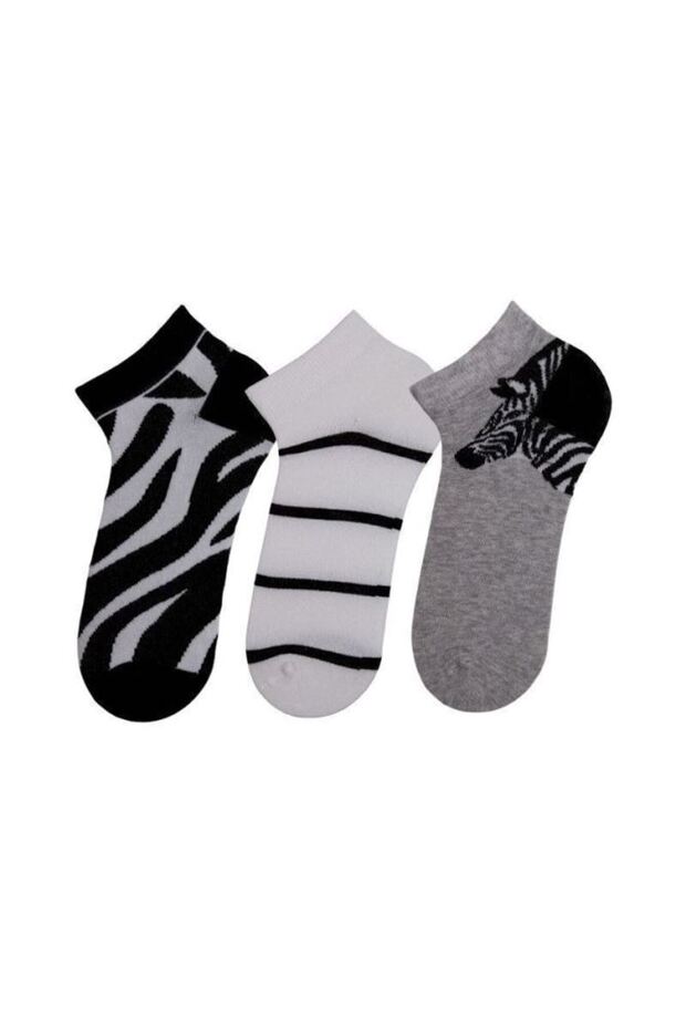 Zebra Patterned 3-Piece Step Socks - 1