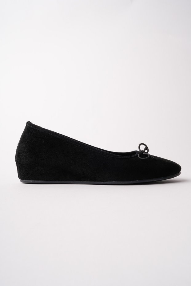 Hi̇dden Hidden Heeled Leather Women's Ballerinas with Bow Detail