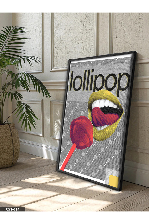 Lollipop Collage One Piece Black Wooden Framed Painting
