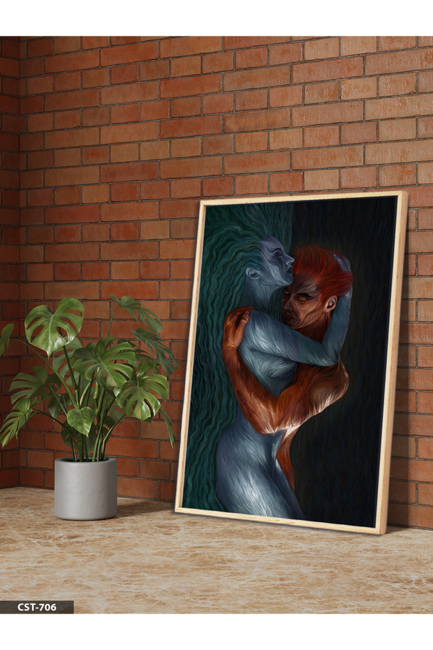 Fire and Water One-Piece Wooden Framed Painting
