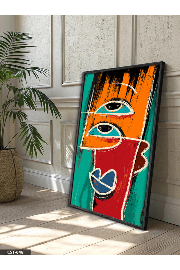 Mixed Portrait One Piece Black Wooden Framed Painting