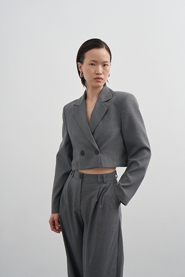 Crop Blazer Ceket - 1